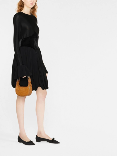 Rabanne Pleated Flared Minidress In Black
