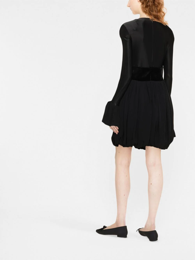 Rabanne Pleated Flared Minidress In Black