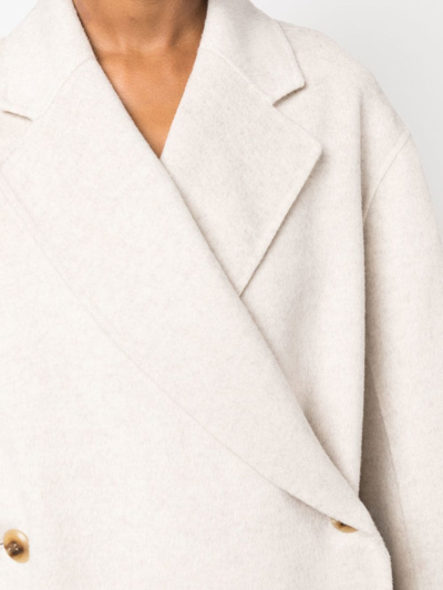 Shop By Malene Birger Double-breasted Wool Midi Coat In Neutrals