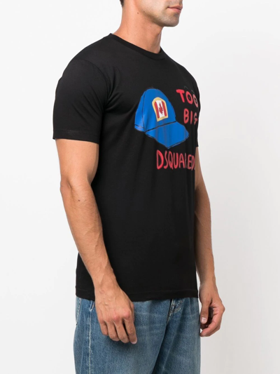 Shop Dsquared2 Graphic-print Cotton T-shirt In Black