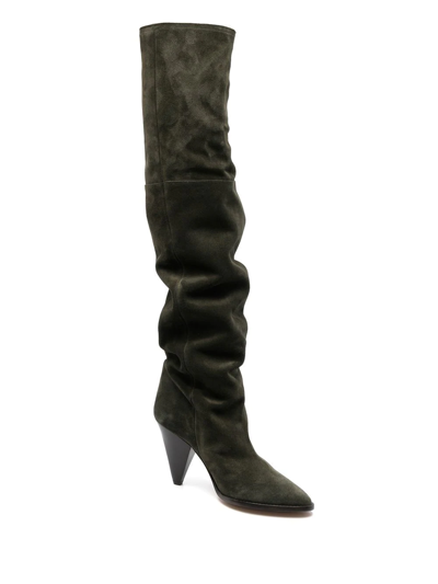 Shop Isabel Marant Lage Thigh-high Boots In Green