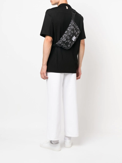 Shop Amiri Bandana-print Canvas Belt Bag In Black