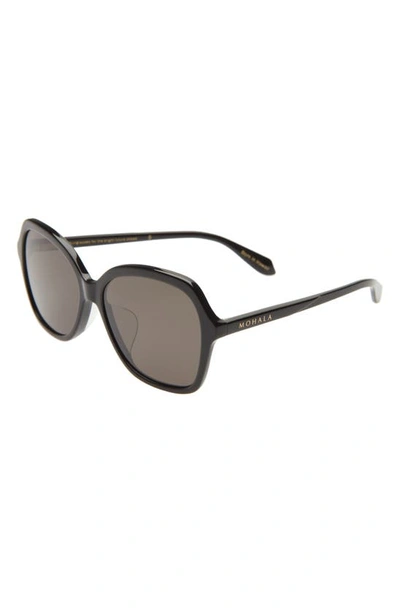 Shop Mohala Eyewear Hiilawe 56mm Low Bridge Medium Width Polarized Oversized Sunglasses In Black Lava
