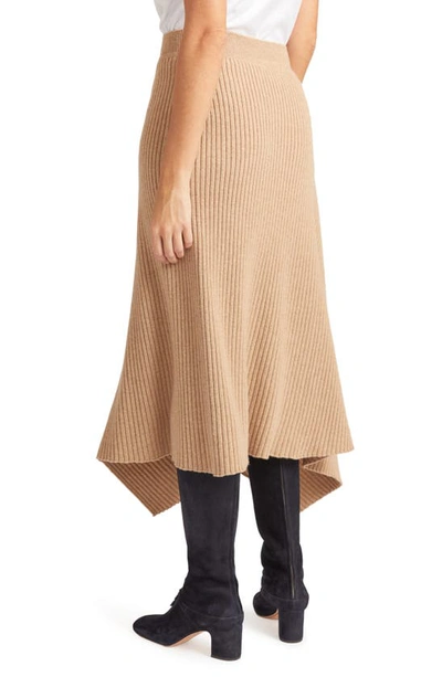 Shop Loro Piana Mellbreak Rib Cashmere Midi Skirt In E03m Peanut Butter ml