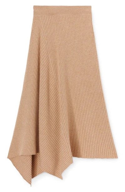 Shop Loro Piana Mellbreak Rib Cashmere Midi Skirt In E03m Peanut Butter ml