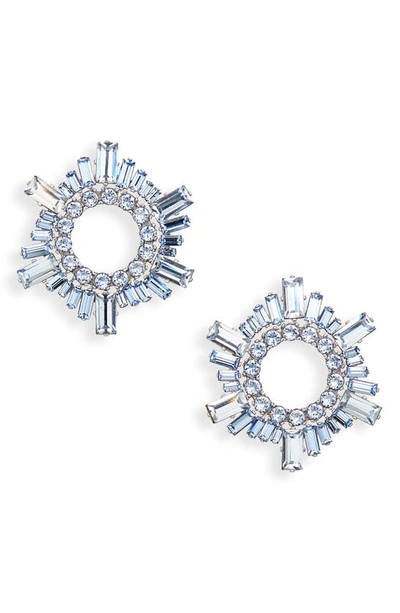 Shop Amina Muaddi Mini Begum Earrings In Light Sapphire Crystals