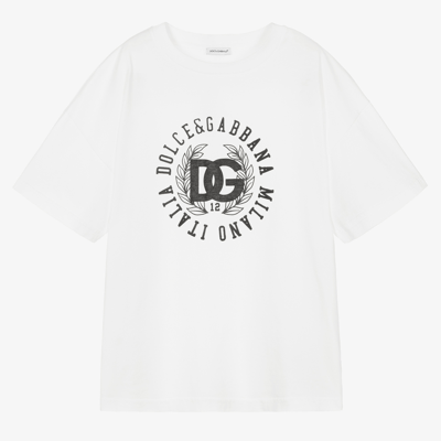 Shop Dolce & Gabbana Teen Boys White Logo T-shirt