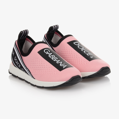 Shop Dolce & Gabbana Pink Logo Slip-on Trainers