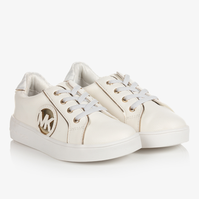 Shop Michael Kors Girls Baby White & Gold Logo Trainers