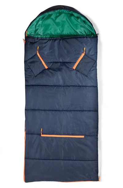 Shop Mimish Kids' Sleep-n-pack Water Repellent Sleeping Bag Backpack In Dark Navy/ Classic Green