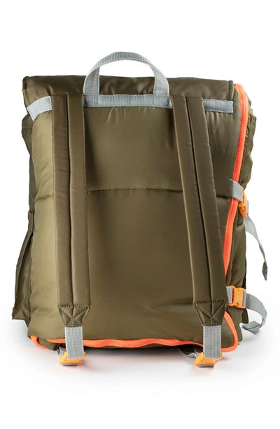 Shop Mimish Kids' Sleep-n-pack Water Repellent Sleeping Bag Backpack In Olive/ Bright Orange