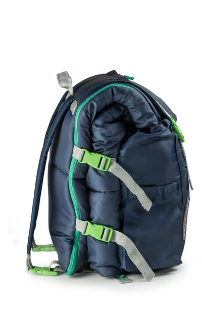 Shop Mimish Kids' Sleep-n-pack Faux Shearling Lined Sleeping Bag Backpack In Dark Navy/ Stormy Grey