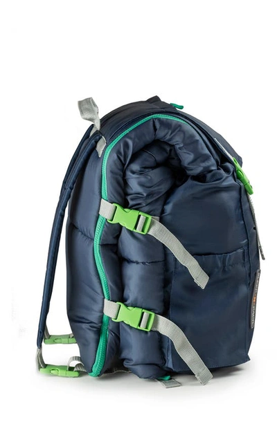 Mimish Kids' Sleep-n-pack Faux Shearling Lined Sleeping Bag Backpack In Dark Navy/ Stormy Grey