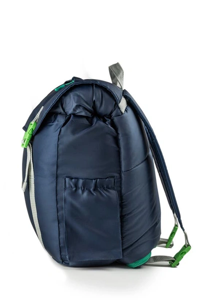 Mimish Kids' Sleep-n-pack Faux Shearling Lined Sleeping Bag Backpack In Dark Navy/ Stormy Grey