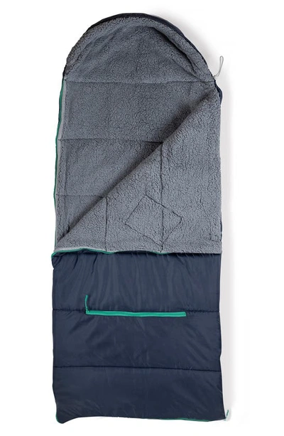 Shop Mimish Kids' Sleep-n-pack Faux Shearling Lined Sleeping Bag Backpack In Dark Navy/ Stormy Grey