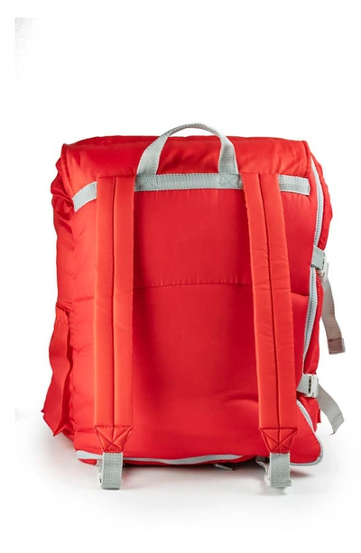 Mimish Kids' Sleep-n-pack Faux Shearling Lined Sleeping Bag Backpack In Fiery Red/ Stormy Grey