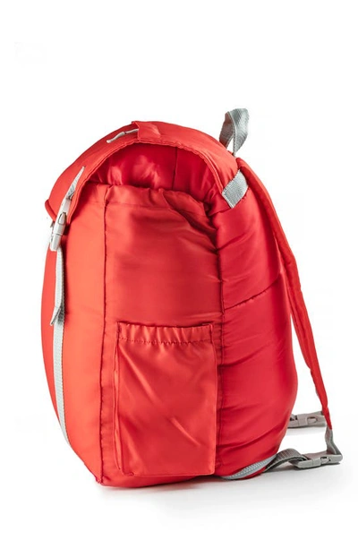 Shop Mimish Kids' Sleep-n-pack Faux Shearling Lined Sleeping Bag Backpack In Fiery Red/ Stormy Grey