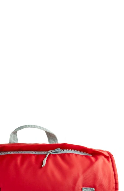 Mimish Kids' Sleep-n-pack Faux Shearling Lined Sleeping Bag Backpack In Fiery Red/ Stormy Grey