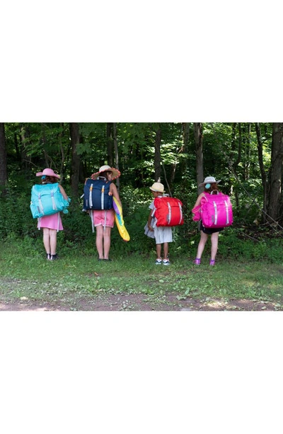 Mimish Kids' Sleep-n-pack Faux Shearling Lined Sleeping Bag Backpack In Fiery Red/ Stormy Grey