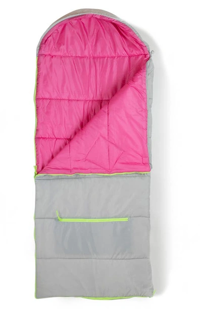 Shop Mimish Kids' Sleep-n-pack Water Repellent Sleeping Bag Backpack In Software Grey/ Hibiscus Pink