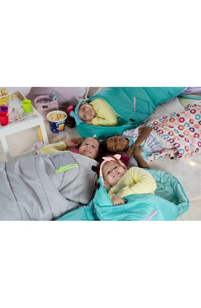 Shop Mimish Kids' Sleep-n-pack Water Repellent Sleeping Bag Backpack In Software Grey/ Hibiscus Pink