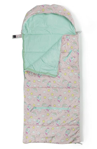 Mimish Kids' Sleep-n-pack Unicorn Print Sleeping Bag Backpack In Unicorn Doodle Multi-print