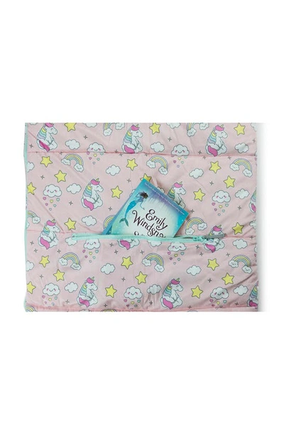 Mimish Kids' Sleep-n-pack Unicorn Print Sleeping Bag Backpack In Unicorn Doodle Multi-print