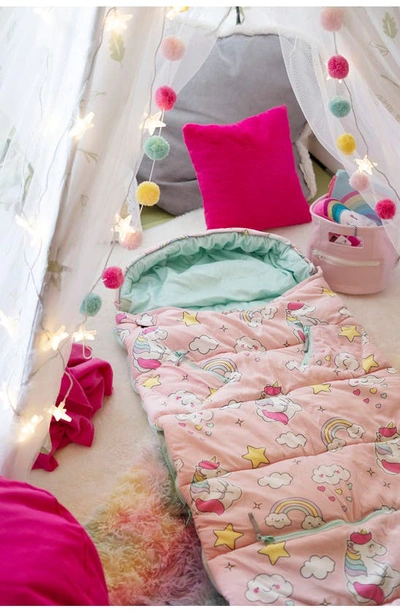 Mimish Kids' Sleep-n-pack Unicorn Print Sleeping Bag Backpack In Unicorn Doodle Multi-print
