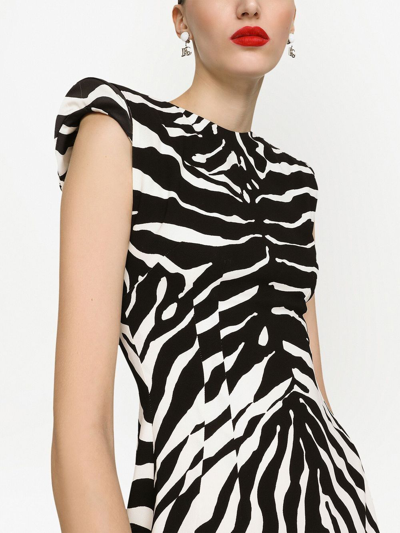 Shop Dolce & Gabbana Dolce&gabbana Cruise Zebra Print Short Dress In Black