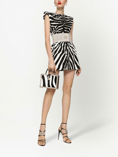 Shop Dolce & Gabbana Dolce&gabbana Cruise Zebra Print Short Dress In Black