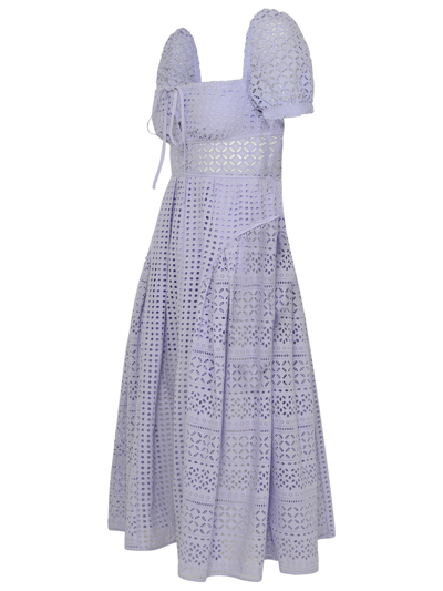 Shop Self-portrait Anglais Cotton Dress In Liliac