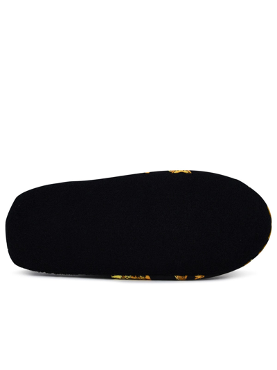 Shop Versace Barocco Cotton Slippers In Black