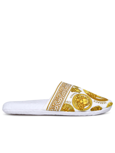 Versace Medusa Head-print Slippers In White
