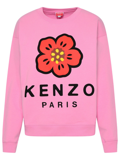 Shop Kenzo Felpa Boke Flower In Cotone Rosa In Pink