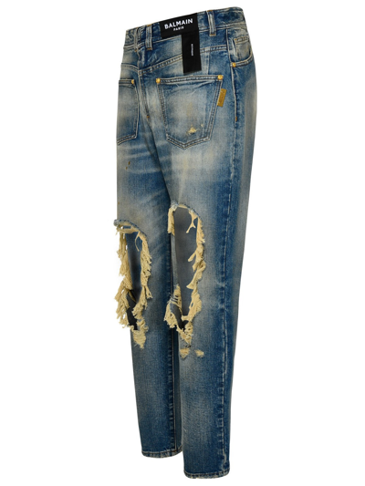 Balmain Distressed Detail Reversed Vintage Boyfriend Denim Jeans In Blue |  ModeSens