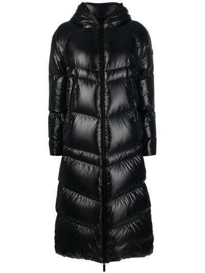 Shop Moncler Chanon Long Down Jacket In Nero