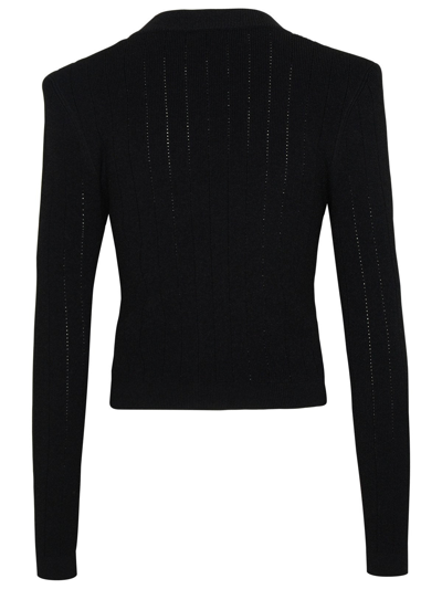 Shop Balmain Viscose Blend Cardigan In Black