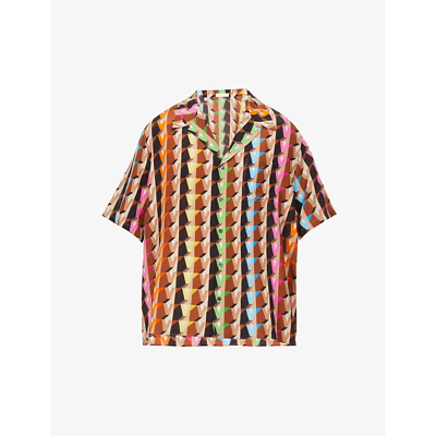 Shop Valentino 3dream Graphic-print Boxy-fit Silk-crepe Shirt In St. V Cubo Multicolor