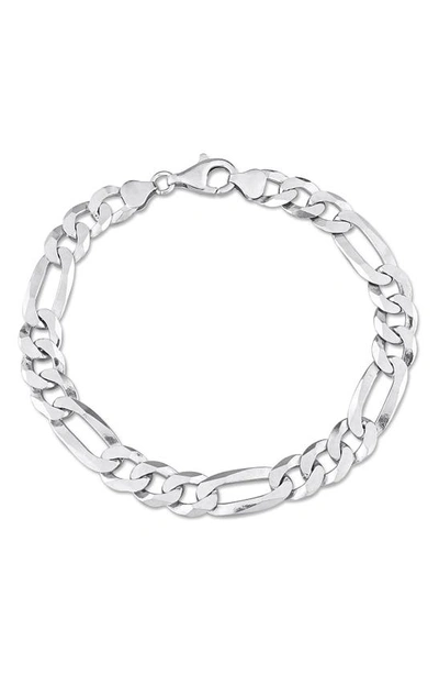 Shop Delmar Sterling Silver 8.9mm Flat Figaro Chain Bracelet In White