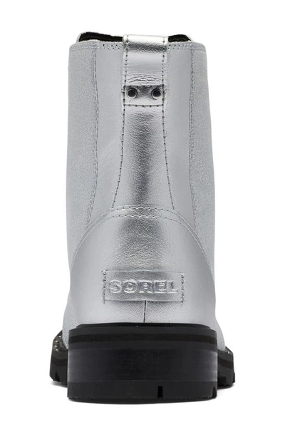 Sorel Lennox Lace Boot In Pure Silver Black