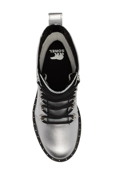 Sorel Lennox Lace Boot In Pure Silver Black