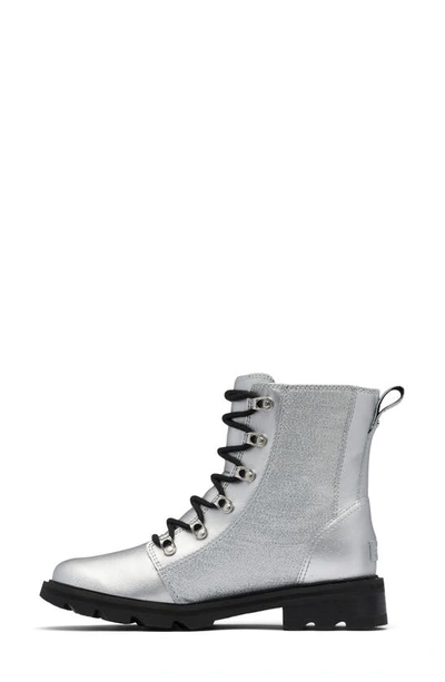 Sorel Lennox Lace Boot In Pure Silver Black