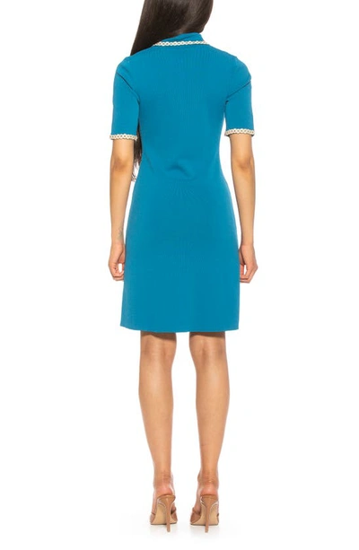 Shop Alexia Admor Piper Short Sleeve Knit Dress In Teal/ White