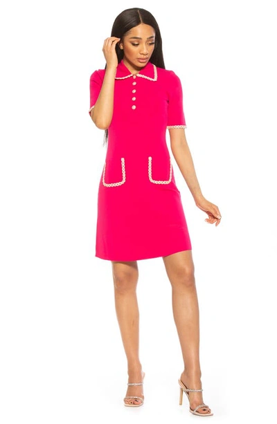 Shop Alexia Admor Piper Short Sleeve Knit Dress In Magenta/ White