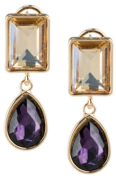 Shop Jardin Gold-tone Crystal Drop Earrings In Amythest/gold