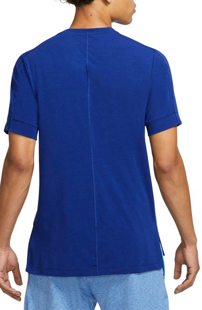 Shop Nike Dri-fit Yoga T-shirt In Deep Royal Blue/ Black