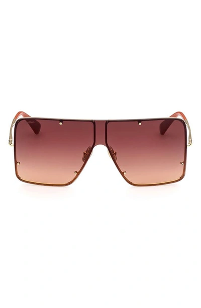 Shop Max Mara 0mm Shield Sunglasses In Shiny Gold / Gradient Brown
