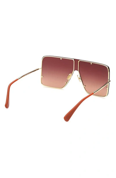 Shop Max Mara 0mm Shield Sunglasses In Shiny Gold / Gradient Brown