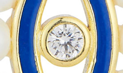 Sphera Milano 14k Yellow Gold Vermeil Cz & Imitation Pearl Evil Eye Drop Earrings In Yellow Gold