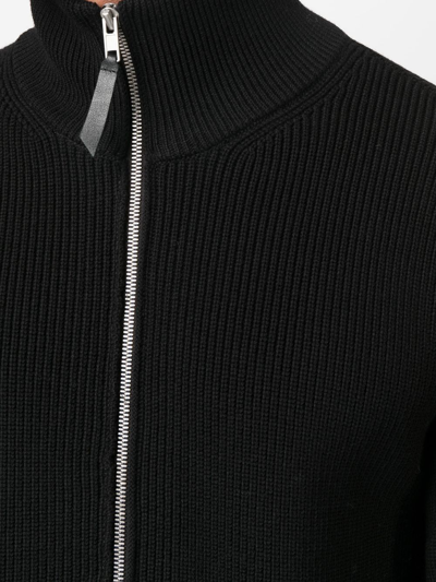 Shop Maison Margiela Ribbed Knit Cardigan With Zip In Black